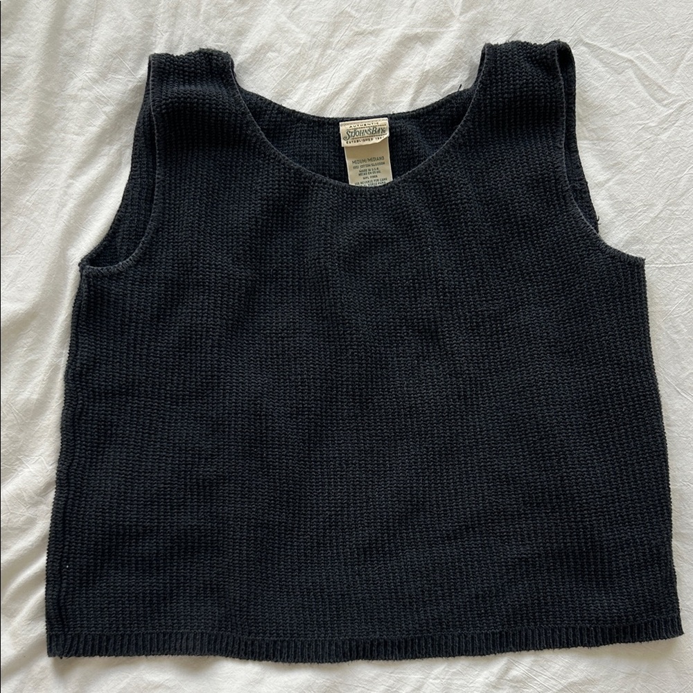 Black Waffle Knit Tank Top